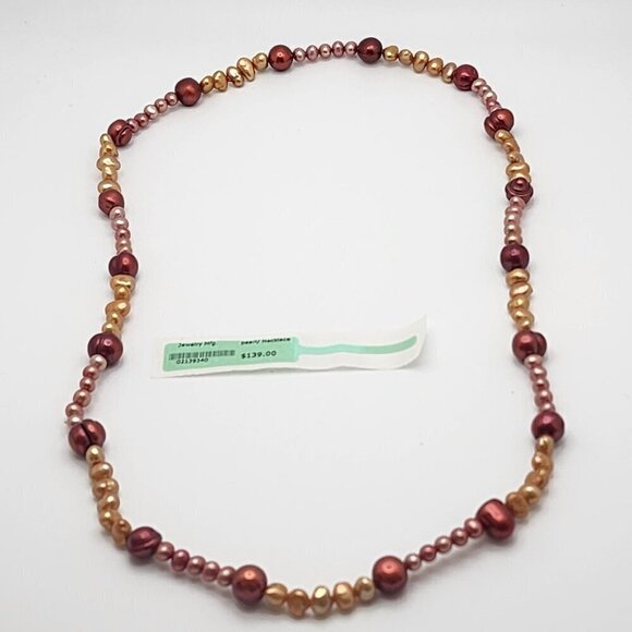 Fresh Water 24" Mauve, Gold & Pink Pearl Necklace New with tag - Picture 2 of 4